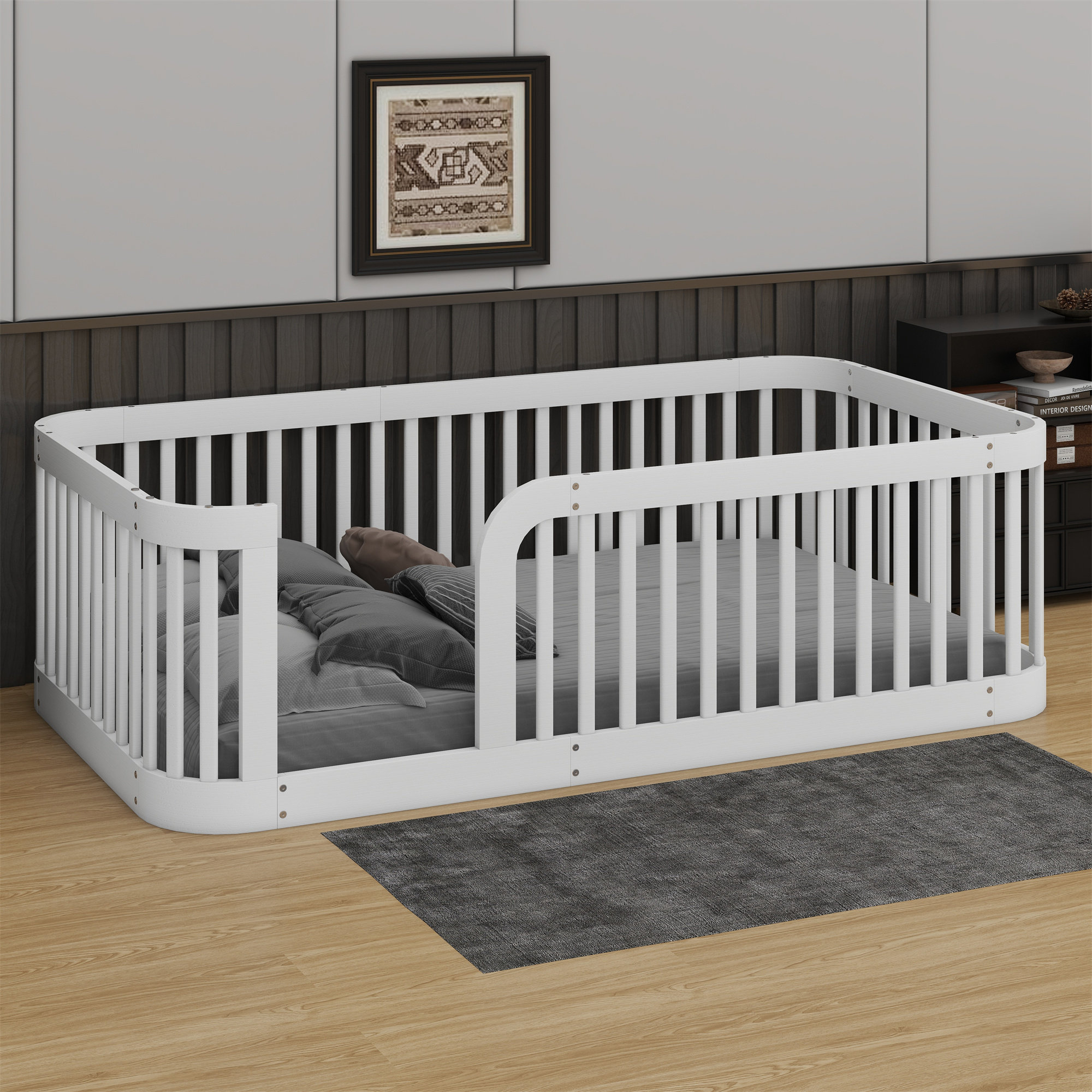 Harriet Bee Wood Floor Bed Frame With Fence - Wayfair Canada