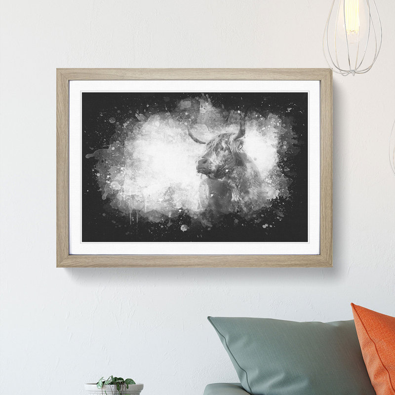 Highland Cow - Picture Frame Graphic Art Print, 24cm H x 33cm W x 2cm D, Oak Framed