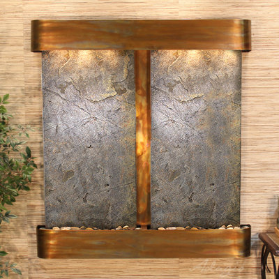 Handcrafted Indoor Natural Stone Waterfall Fountain with Lights