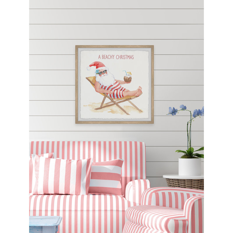 «Santa On The Beach», reproduction encadrée, H 24 po x l 24 po x P 1,5 po