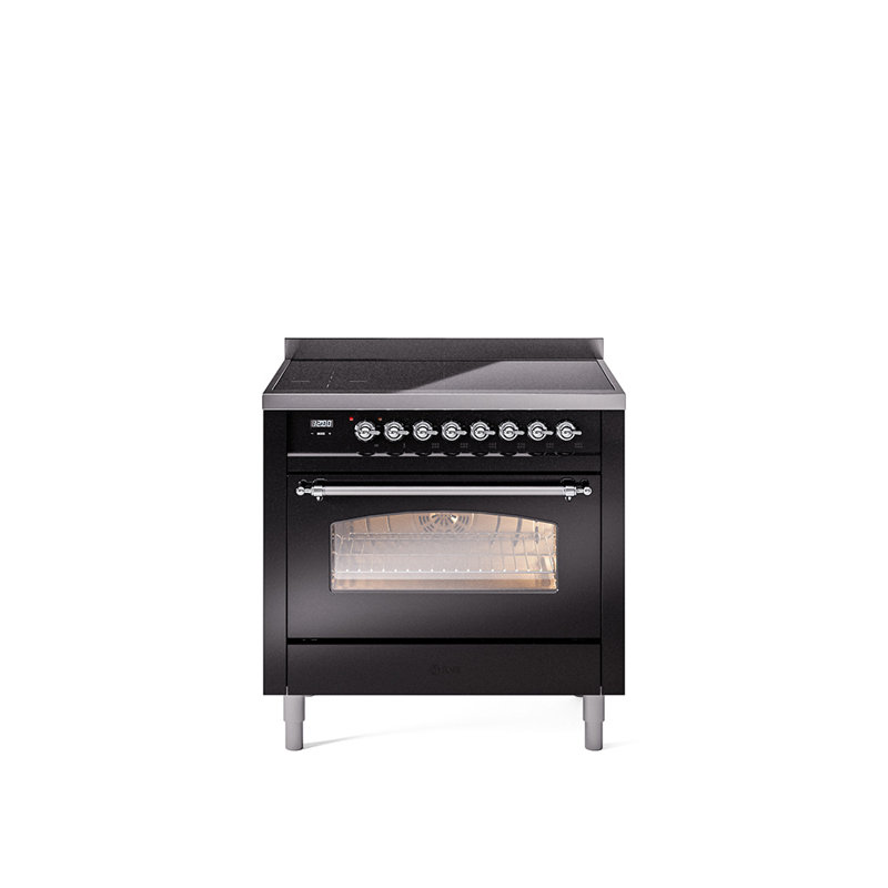 ILVE Nostalgie II 36 in Induction Range, Glossy Black/Chrome