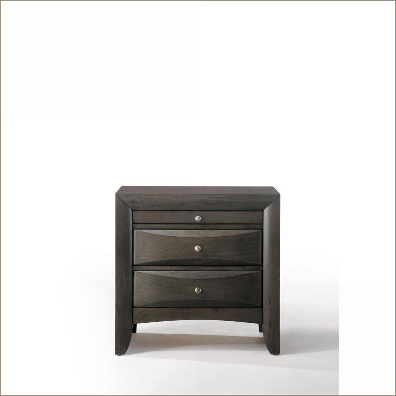 Table de chevet moderne en chêne gris avec 2 tiroirs Ireland Plateau, Gris