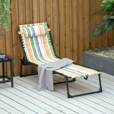 Chaise longue pliante, chaise longue de bronzage, chaise longue d'extérieur avec dossier inclinable à 4 positions