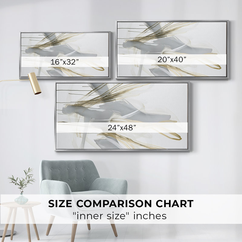 Abstract Series-DCCXLIII- Framed Gallery Wrapped Canvas -Ready to Hang, Silver, 21" H x 41" W
