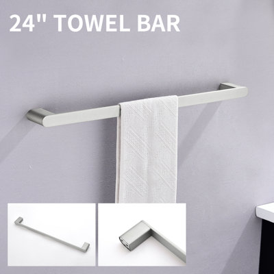 Bathroom Hardware 4-Piece Bath Hardware Set With Towel Bar, Robe Hook, Toilet Paper Holder
