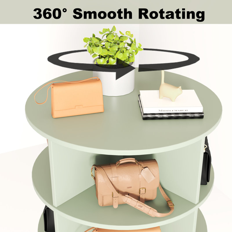 360 Rotating Shoe Cabinet 7 Layers, Green, 64.96" H x 23.62" W x 23.62" D