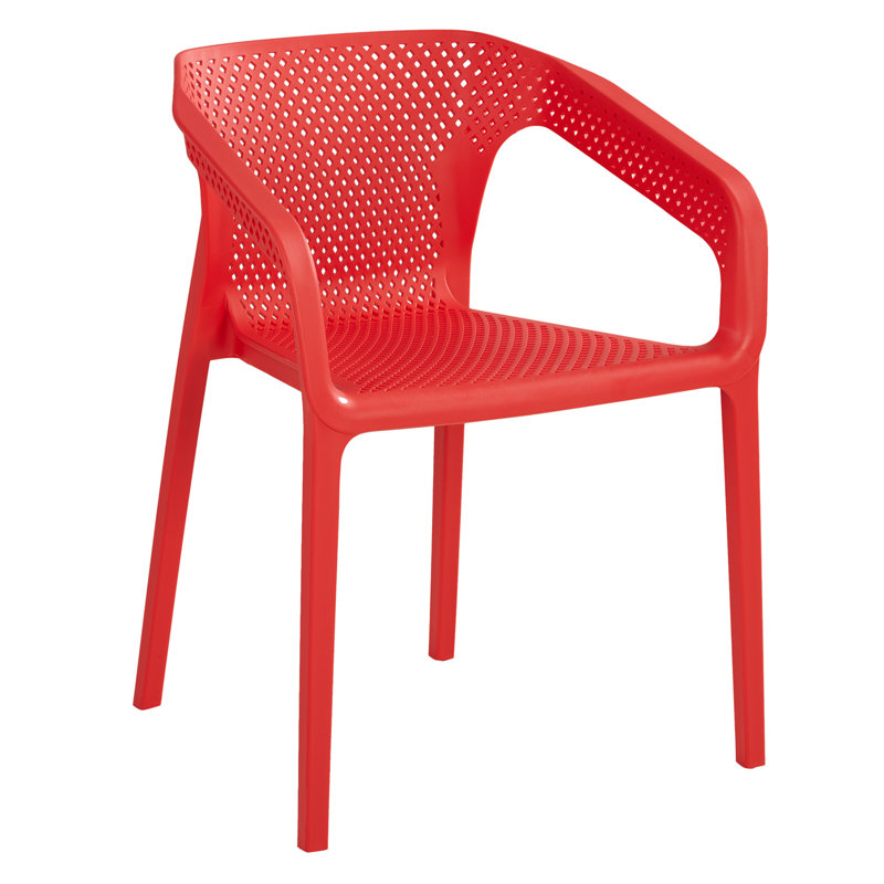 Jan Stackable Outdoor Patio Dining Armchair, Red