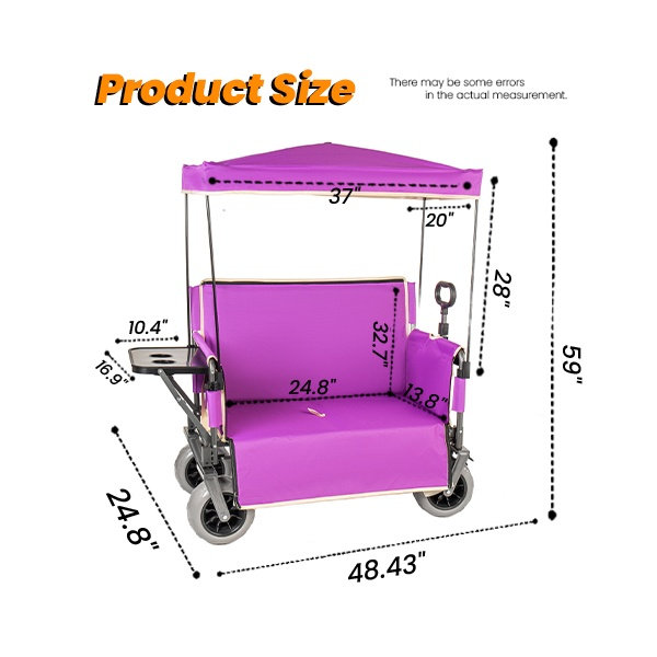 Chariot utilitaire 3-en-1 pliable avec banquette mauve