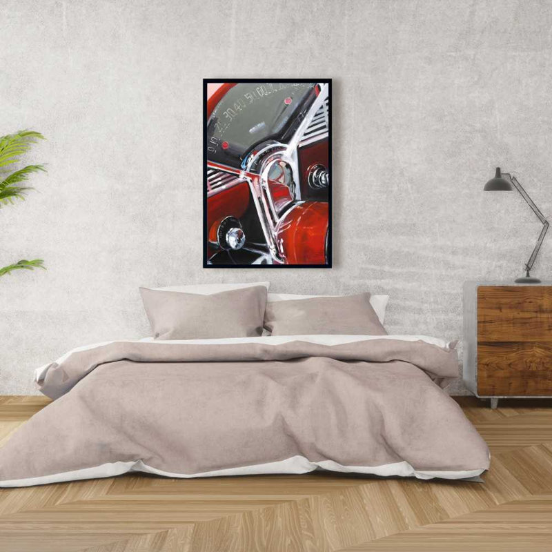 Tableau de bord de voiture rétro rouge
