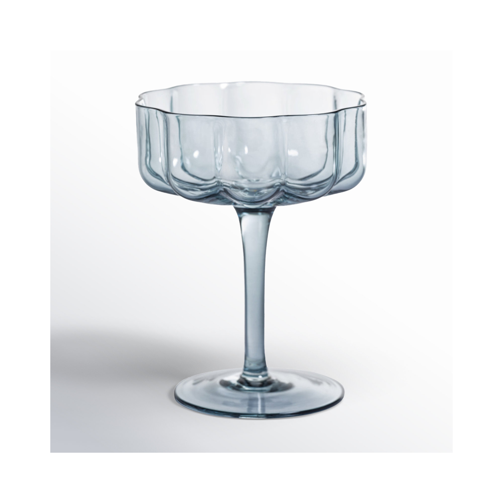 Reinhard 4-Piece Set Handblown Coupe Glasses, Blue