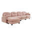 Canapé modulaire en L modulaire avec repose-pieds, tissu chenille doux, conception ergonomique, dossier capitonné, base en bois de haute qualité facile à installer, convient aux chambres à coucher, aux coins de lecture, rose