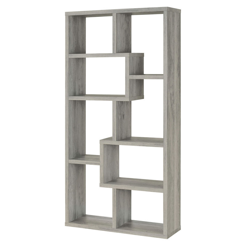 Bibliothèque Lawton Grey Driftwood, Bois flotté, (7 tablettes) H 70,75 po x l 35 po x P 11,75 po