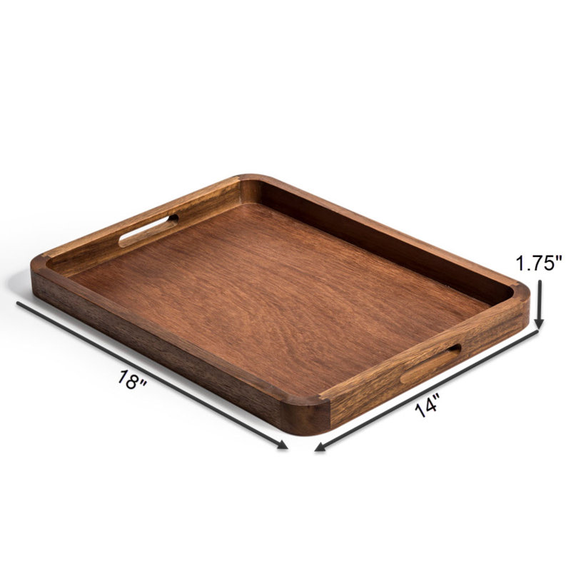 Kalmar Home Acacia Wood Rectangle Serving Tray
