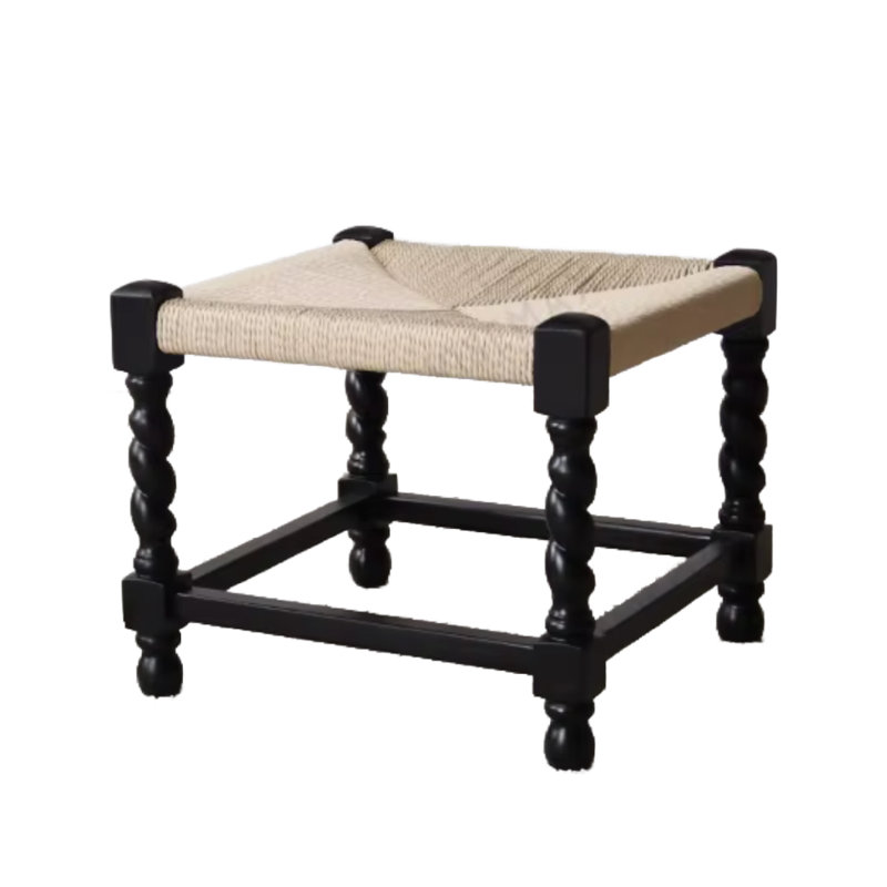 Klim Solid Wood Ottoman With Rope Seat