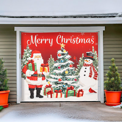 Merry Christmas Single Garage Door Cover