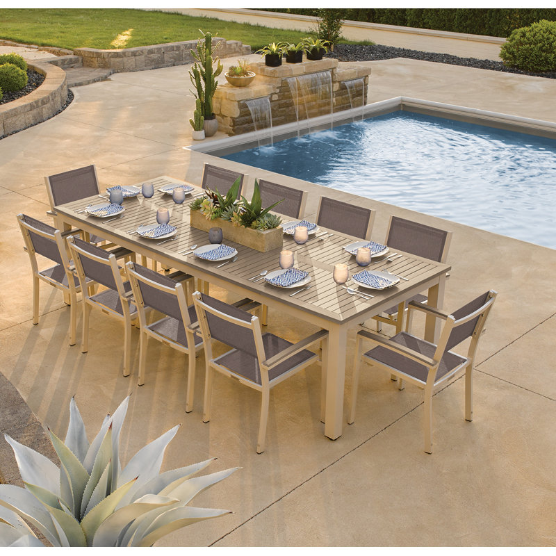 Travira 103" Long Tekwood Outdoor Dining Table, Teakwood Vintage