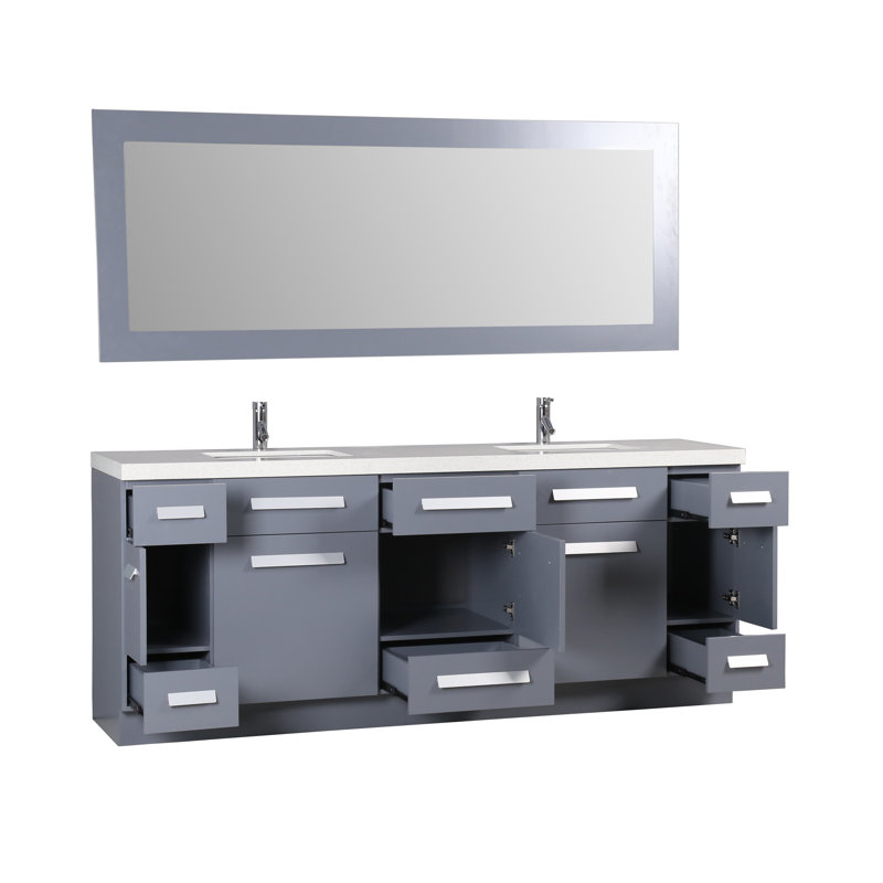 84'' Double Bathroom Vanity with Quartz Top