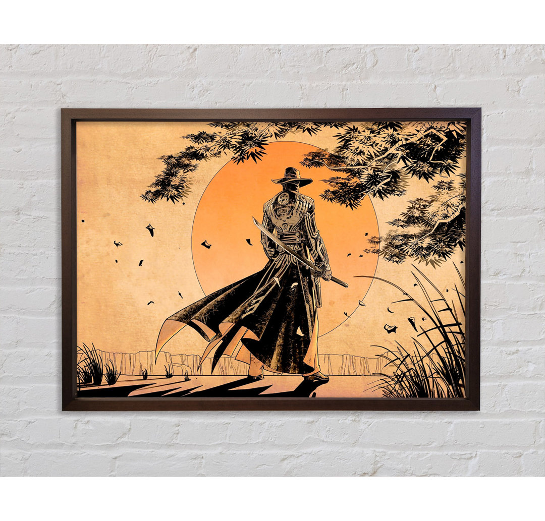 Japanischer Samurai-Sonnenuntergang - Einzelner Bilderrahmen Kunstdrucke auf Leinwand