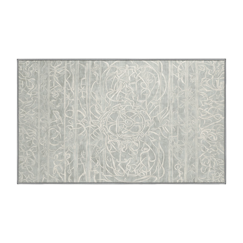 Machine Washable Gray Area Rug, Runner 2' x 5'