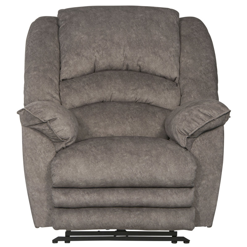 Rialto Upholstered Recliner with Extension Footrest, Gray Polyester, Power, Full-Extension