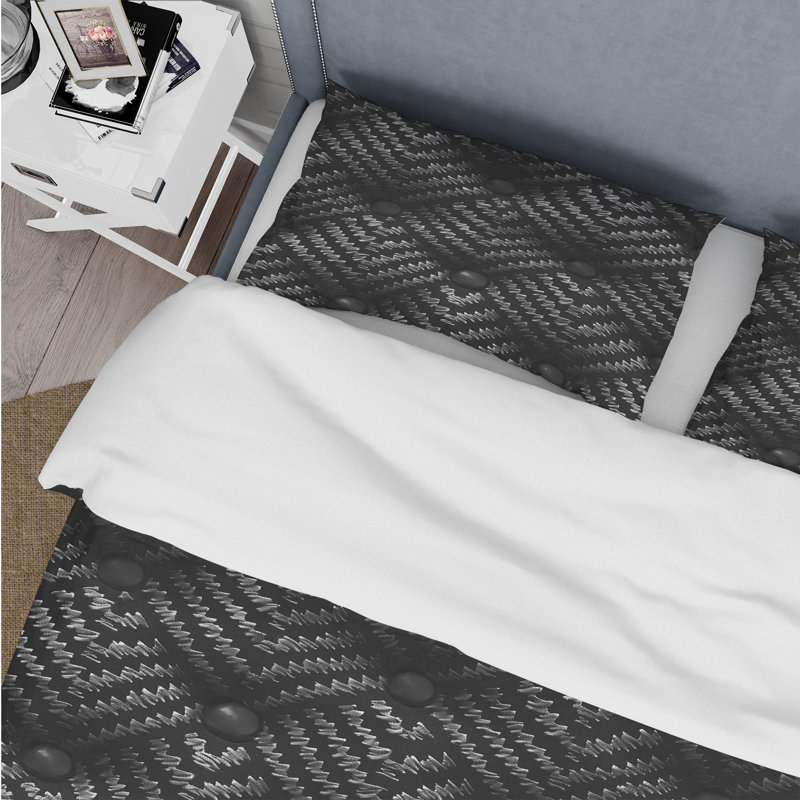 Ensemble de housse de couette Black Houndstooth I - Midcentury, Housse de couette simple + 2 taies décoratives st