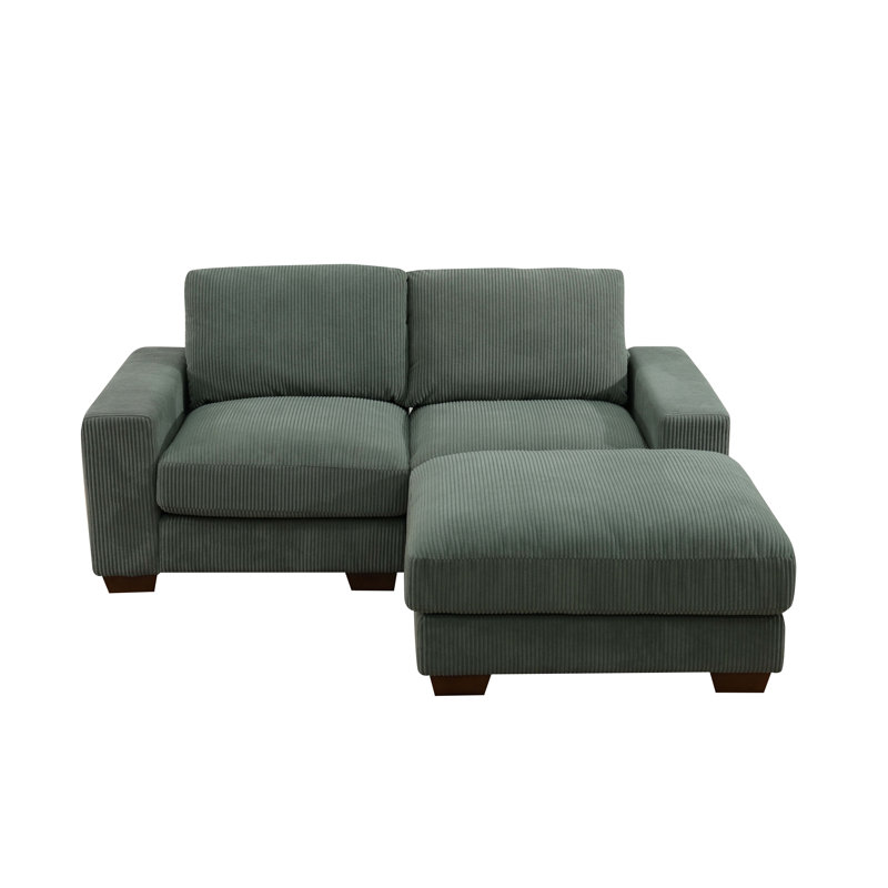 Canapé modulaire en velours côtelé de salon 3 pièces Cronk, Velours côtelé vert