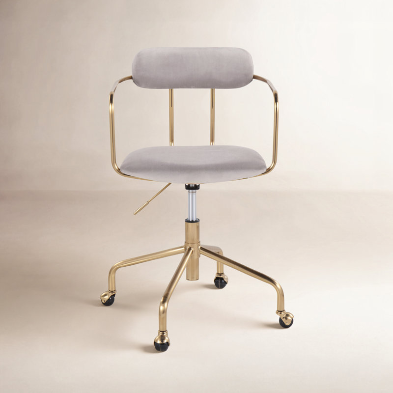 Erma Velvet Task Chair, Gold, Cream Velvet