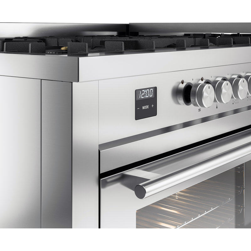 ILVE Professional Plus II 60 Dual Fuel Range, 9 Sealed Burners, Griddle (Stainless Steel), Stainless Steel, Liquid Propane
