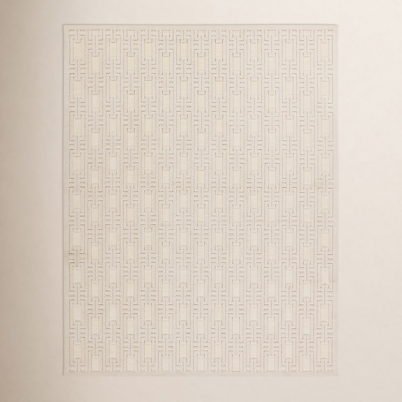 Tapis rectangulaire géométrique tissé à la machine Edita, Rectangle 7 pi 9 po x 10 pi