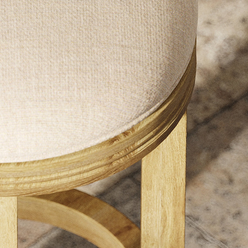 Mcgriff Solid Wood Swivel Backless Counter Height Bar Chair With Footrest, Honeysuckle, Counter Stool (26" Seat Height)