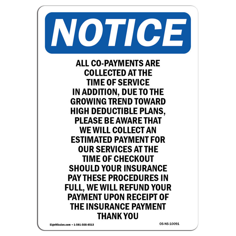All Co-Payments Are Collected Sign