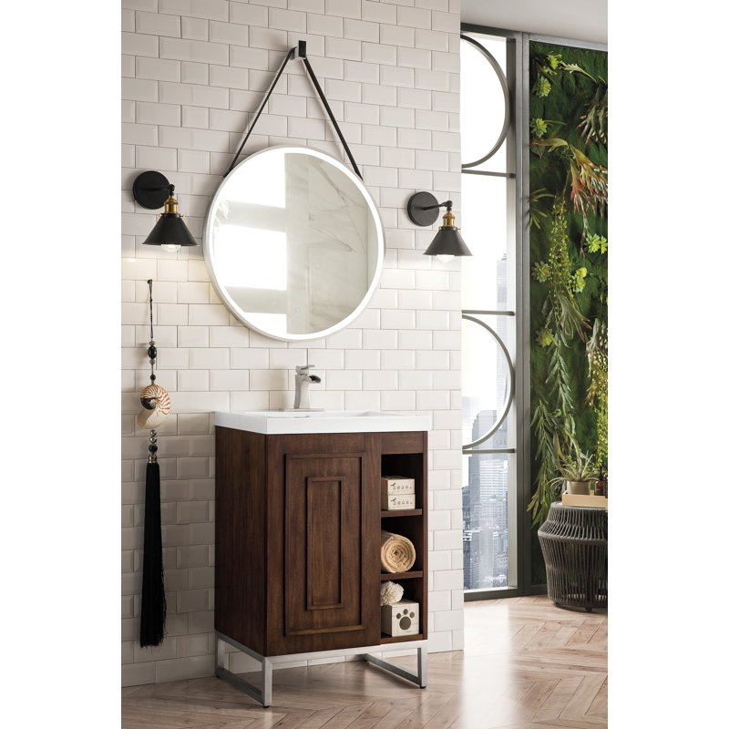 Alicante 24'' W Single Vanity, Mid-Century Acacia, Brushed Nickel