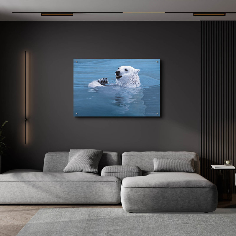 «Polar Bear» par Ron Parker, art mural en verre acrylique, H 24 po x l 36 po x P 0,2 po