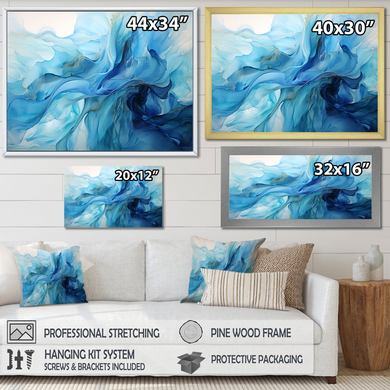«Oceanic Rhapsody II - Abstract Landscape», impressions d'art mural_105678, Cadre flottant noir, H 30 po x l 40 po x P 1,5 po