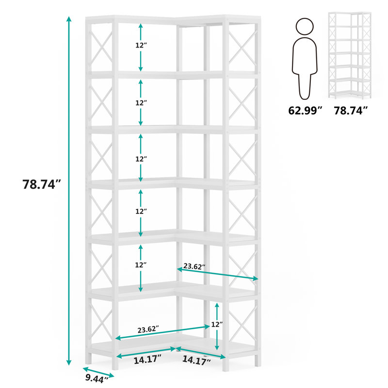 Zukowski Corner Bookcase, White