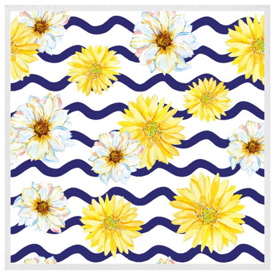 Trevett Bright Yellow Flowers & Zig Zags - Single Picture Frame Print