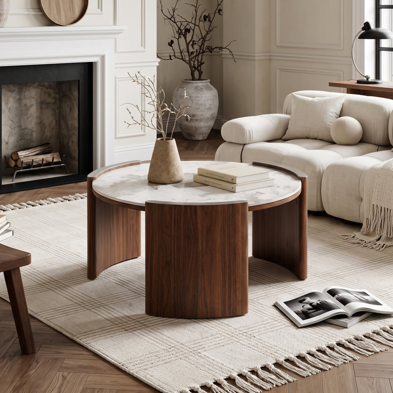 Table basse 31,5 po Modern Travertine, Pandora / brun