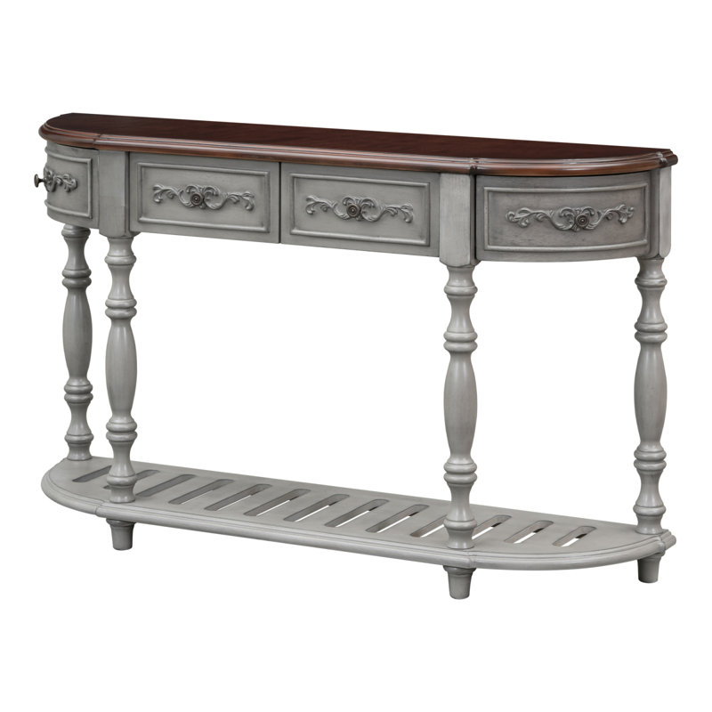 Console incurvée moderne et contemporaine de 132 cm (52 ​​po) avec 4 tiroirs et 1 tablette, idéale pour une entrée, un corridor ou un salon.