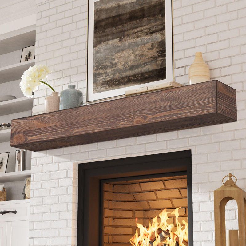 Fireplace Mantel, Dark Brown Wood, 66"