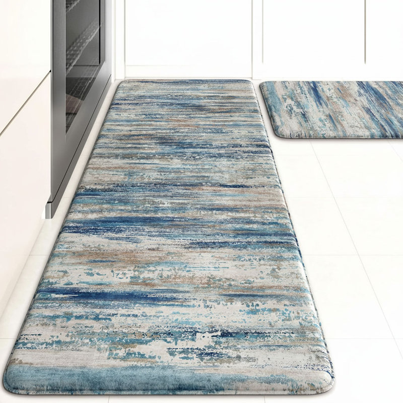 Ensemble de 2 tapis de cuisine anti-fatigue, Gris bleu