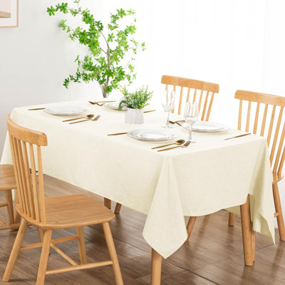 1 Piece Rectangle Faux Linen Tablecloth - Textured Waterproof Spill-Proof Wrinkle and Stain Resistant Table Cloth Decorative Fabric Farmhouse Table Cover for Kitchen Dining