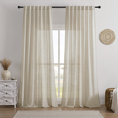 Draycott Semi Sheer Back Tab Curtain Panel Pair(Set of 2)