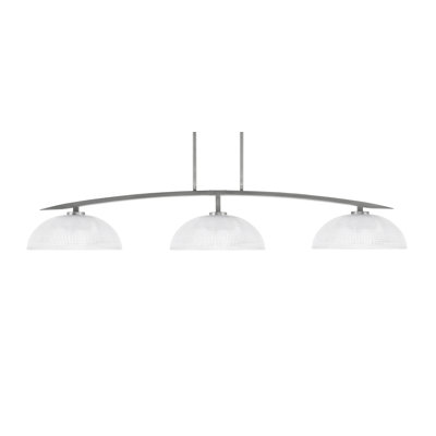 Luminaire à 3 lumières en verre transparent nervuré 13 po Kurve