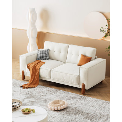 Chenille Upholstered - 2 Pillows, Thickened Cushion, 34.84 In. Height Fluffy Fabric Couch For Living Room, Office, Apartment Frame, Easy Assembly