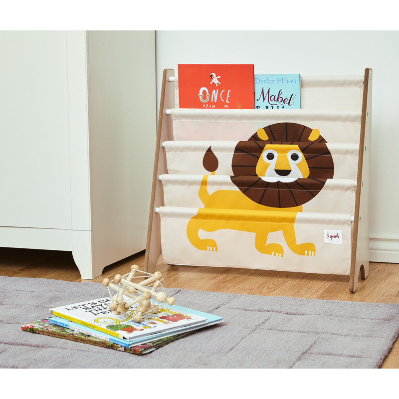 3 Sprouts - Book Shelf - Kids Book Rack Organizer  - Baby Room Bookcase, Lion