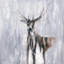 «Winter Abstract Deer» - Décoration de chambre contemporaine encadrée sur toile