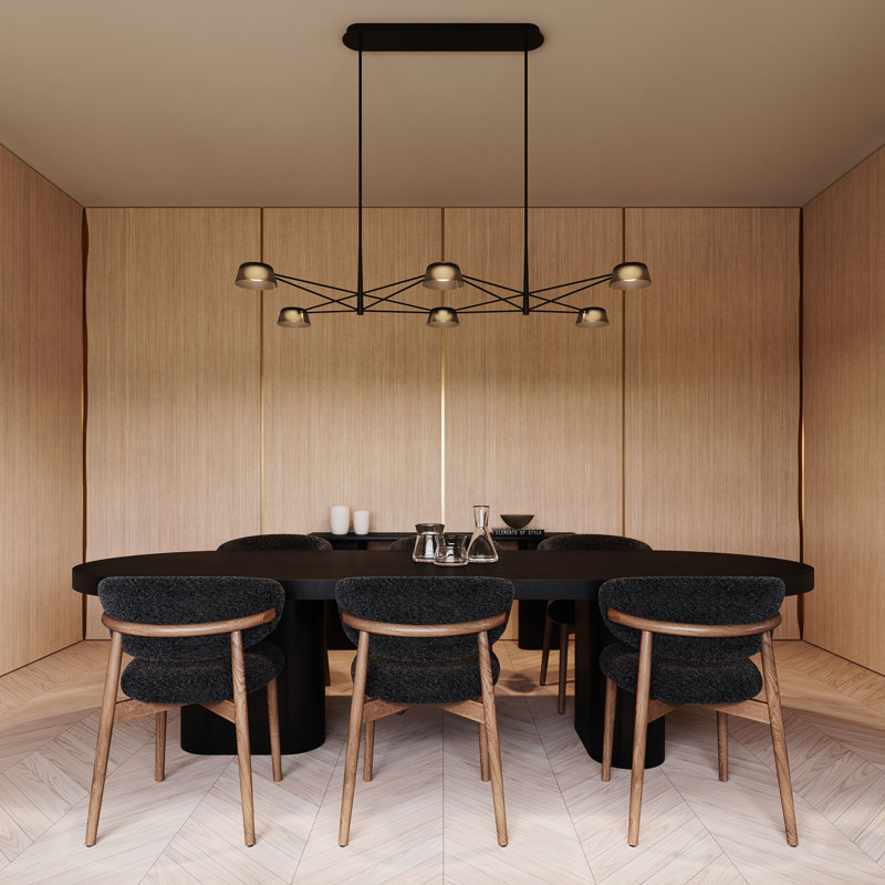 Ray 6 - Light LED Chandelier, Opal White, Oxide Red