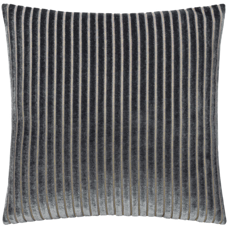 Savoy Stripe Striped Square Throw, Pillow Cover Only - No Insert, Grey
