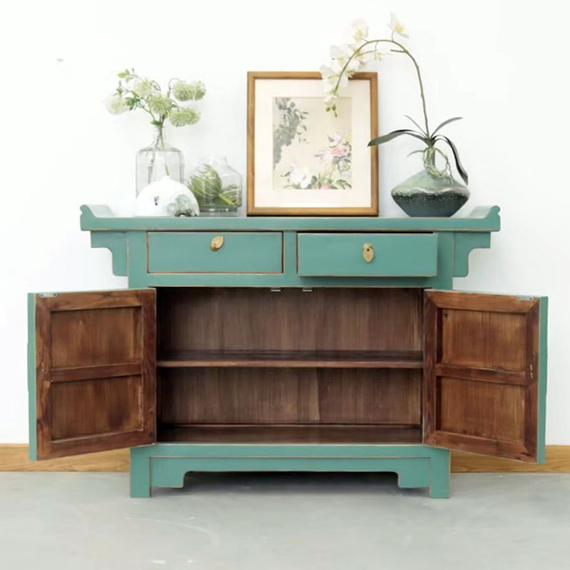 Armoire d'entrée verte vieillie