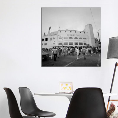 Spectators In Front Of A Baseball Stadium, Comiskey Park Chicago, IL - Wrapped Canvas Print